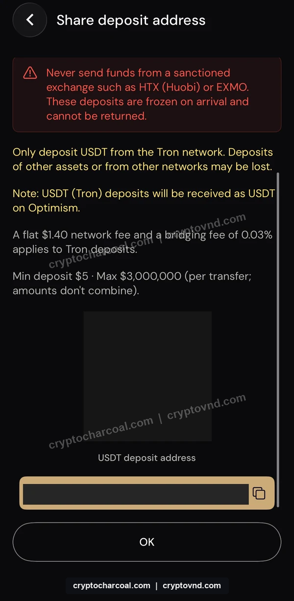 USDT · TRON 입금 안내
