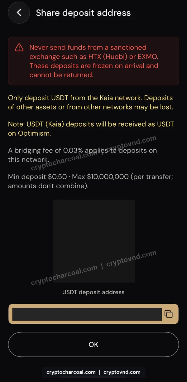 USDT · Kaia 입금 주소